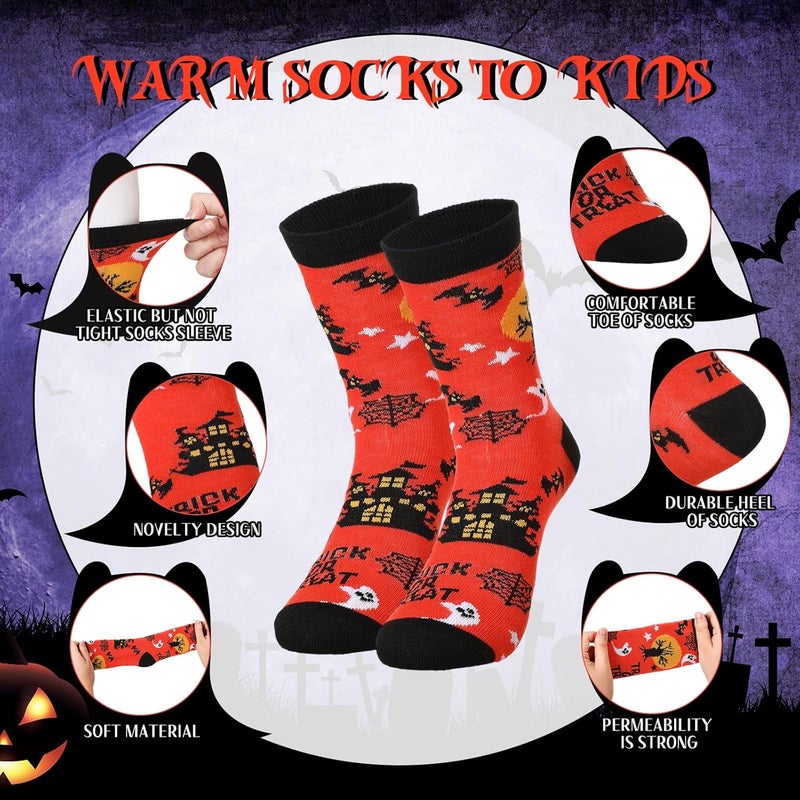Shinymoon 12 Pairs Kids Halloween Socks Novelty Socks Cotton Crew Socks for Boys Girls Holiday Funny Crazy Gifts - Image 2
